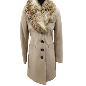 Moda International Tan Faux Fur Trim Coat